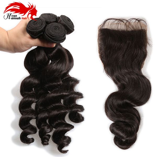 Hannah Product Malaysian Loose Wave 3 com enchimento de cabelos virgens não processados