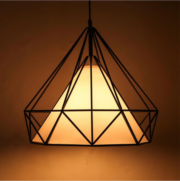 

modern black birdcage pendant lights iron minimalist retro light scandinavian loft pyramid lamp metal cage with led bulb