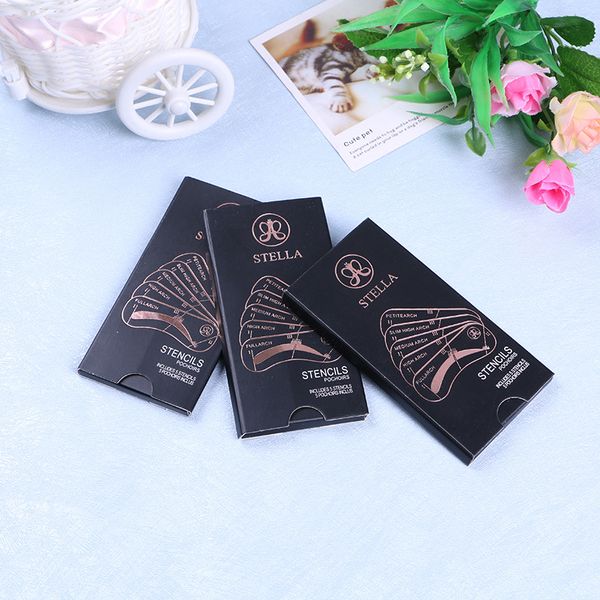 Stella Eyebrow Stencils 5 Styles Sets Makeup Tools Eye brow Drawing Card 100 set DHL Free