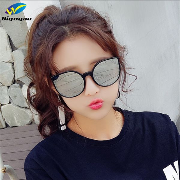 

wholesale- diguyao brand 2017 new cat eye sunglasses women fashion summer style big size frame mirror sunglasses female oculos uv400, White;black