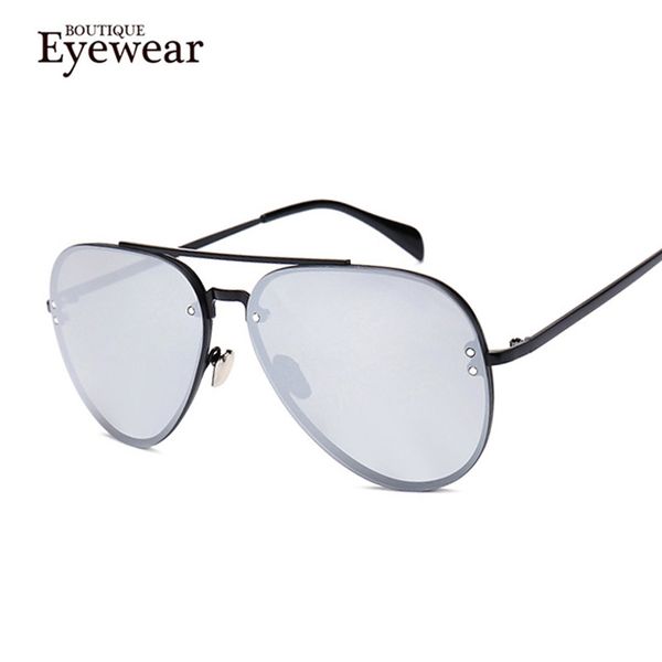 

wholesale- boutique women sunglasses brand designer alloy double-bridge fashion vintage mirror coating sun glasses h1630, White;black