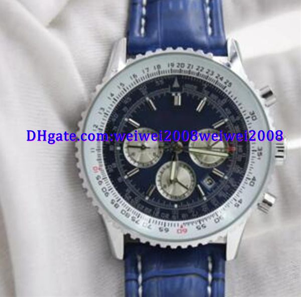 

luxury watch Â quartz chronometer men's wristwatch navitimer ti3 blue dial blue leather 1884 fashion male watch, Slivery;brown