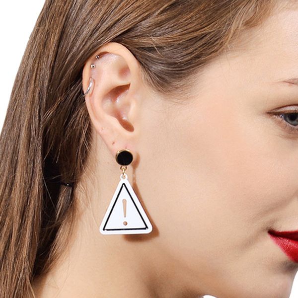 

punk fashion triangle charm drop earrings question mark exclamtion point asymmetry earrings for women girls party jewelry, Golden