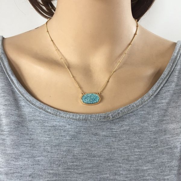 

11 Цветов Druzy Drusy Ожерелье Кендра Скотт Шестиугольник Смолы Каменные Ожерелья Позо