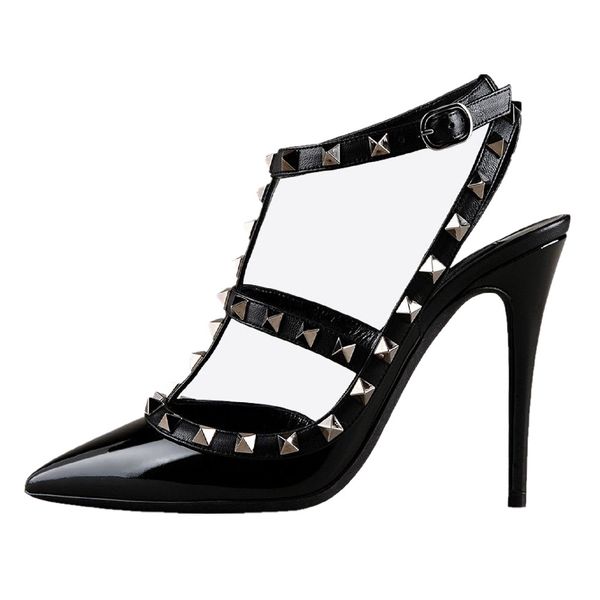 

zandina горячие продажи женщин ручной работы мода 100 мм шпильки j-ремешок заостренный партии свадебное платье туфли на высоком каблуке насо, Black