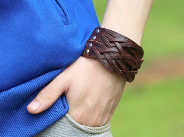 

3 colors black white brown leather bracelet with alloy buckle adjustable fashion women men bracelets jewelry punk jewelry sh