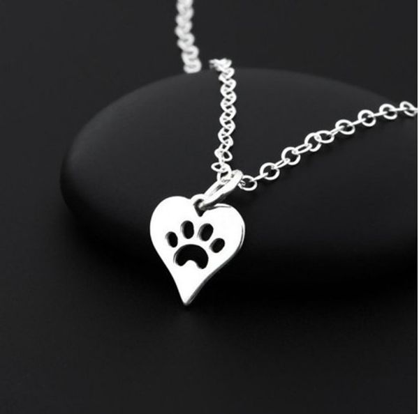 

necklace womens cut out cat dog claw footprint chokers necklaces memorial necklaces, Golden;silver