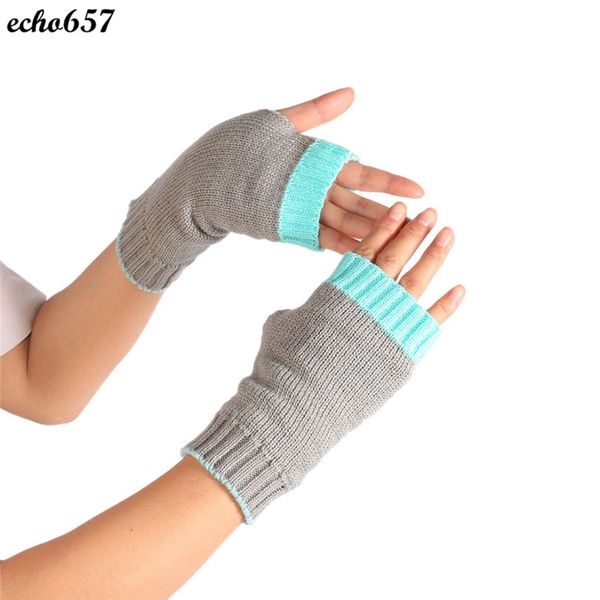 

wholesale- echo657 fashion winter wrist arm hand warmer knitted long fingerless gloves mitten oct 24, Blue;gray