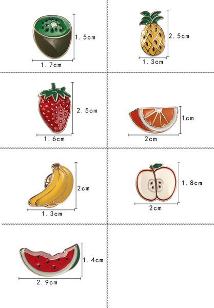 

wholesale- fashion accessories metal colorful enamel fruit series watermelon strawberry apple pineapple banana button pin, Gray