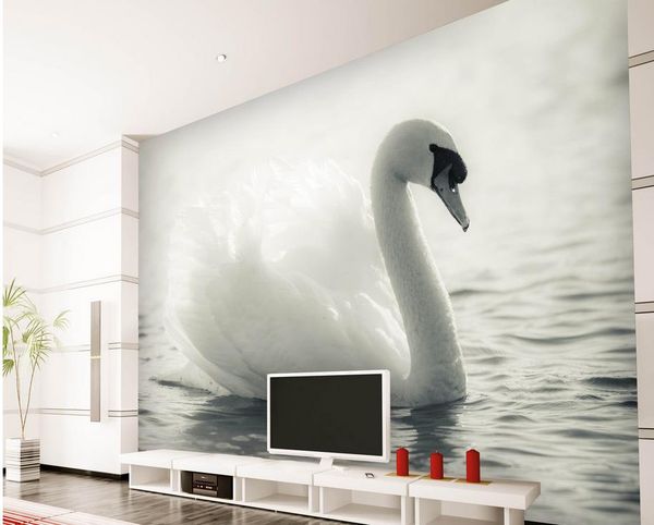

beautiful white swan on the water mural 3d wallpaper 3d wall papers for tv backdrop