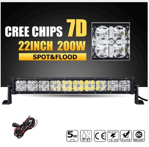 

22-дюймовый 200w 7d cree chips светодиодные панели offroad combo beam led work light bar 12 в 24 в atv грузовик внедорожник 4wd 4x4 led bar