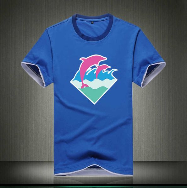 

u49# s-5xl fashion pink dolphin t shirt o-neck breathable hip hop cotton men short, White;black