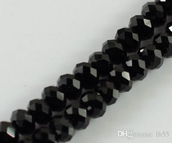 Shamballa Cristal Discoball Cuentas De Vidrio Largo Cadena Collar Oro Negro