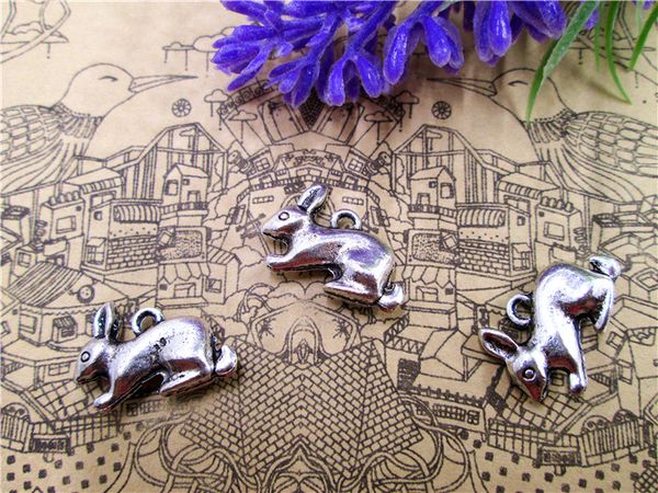 

30pcs--antique silver lovely the fat rabbit charms pendant 5x13x20mm, Bronze;silver
