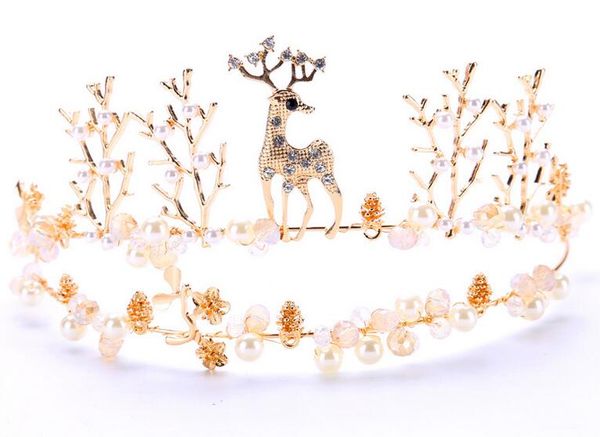 

the new bride headdress welding the fawn animal crown crown golden wedding accessories crown hair, Slivery;golden