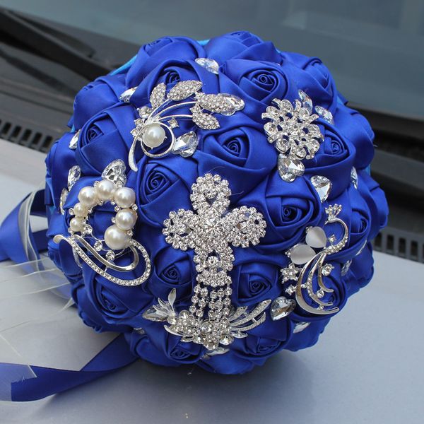Royal Satin Wedding Flowers Decorations Crystal Pearls Bridal