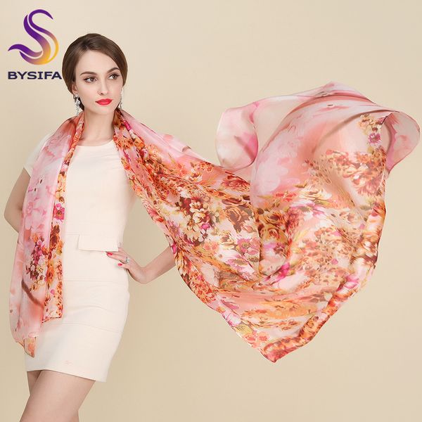 

wholesale- bysifa winter women long scarves 2016 new floral pattern pink pure silk scarf 200*110cm 100% silk summer beach scarves shawl, Blue;gray