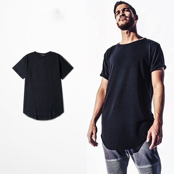 

mens big and tall clothing designer citi trends clothes t shirt homme curved hem tee plain white extended t shirt, White;black