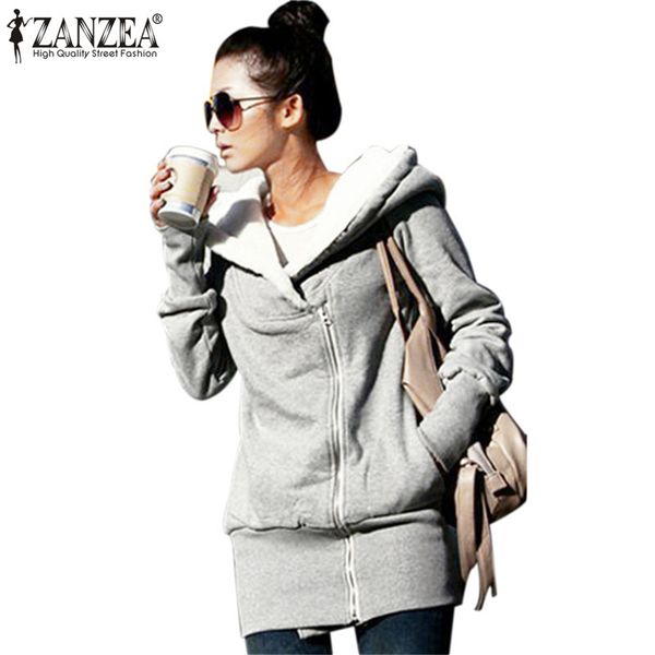 

wholesale- autumn winter women thick fleece warm hoodies sweatshirt zipper hoodie outerwear long coat hooded jacket plus size s-3xl, Black