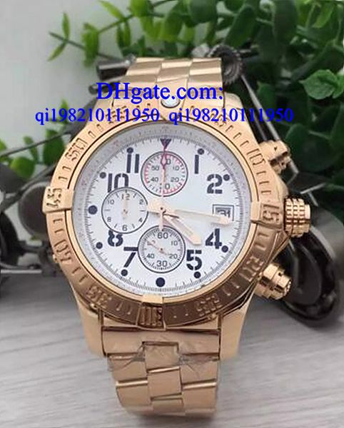 

luxury watches box 2017 men chronomat blackbird edition watches 18k full gold white dial quartz chronograph watch men wristwatches, Slivery;brown