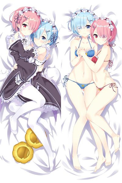 

wholesale- anime re:zero kara hajimeru isekai seikatsu rem & ram pillowcase hugging body pillow cover case home bedding