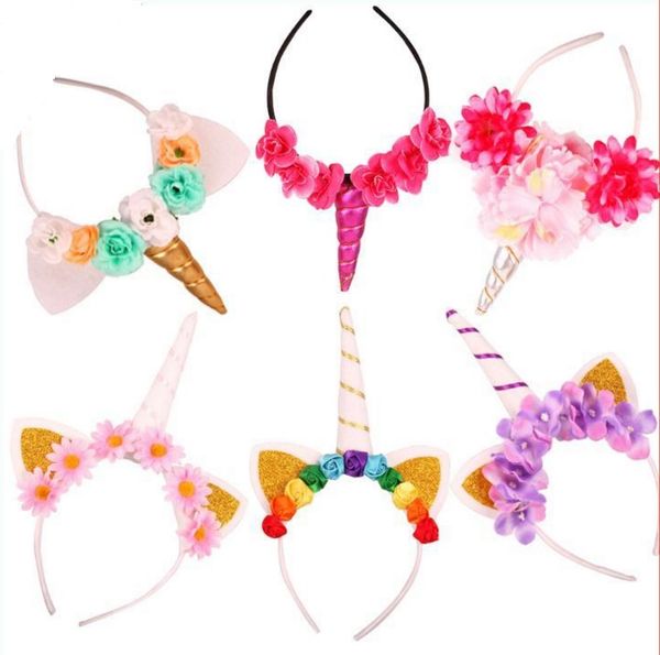 Einhorn-Horn-Stirnband mit Perückenzöpfen, Party-Verkleidung, Cosplay, Blumen-Kristall-Haarbänder, Weihnachts-Haarstäbchen, Geburtstags-Füllbeutel, Gastgeschenke