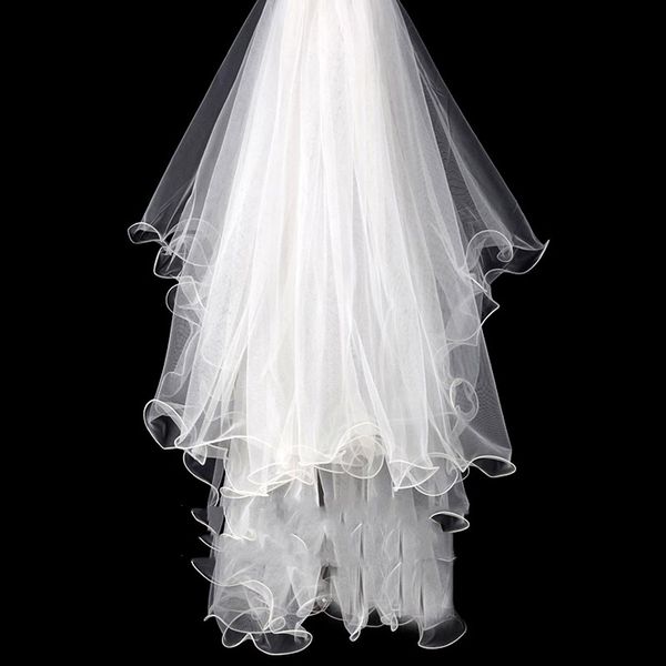 Ruffles Beyaz Katmanlar Tül Romantik Düğün Olaylar Düğün Malzemeleri Gelin Aksesuarları Gelin Veil Özel YAPIMI In Stock