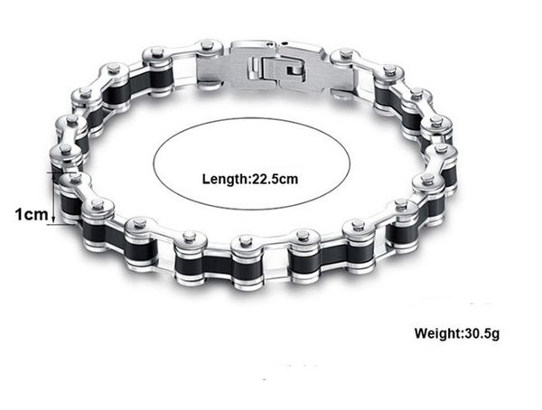 

10pcs chunky cuban link brushed matte men's motorcyle bike chain motorcycle chain bracelet bangle 316l stainless steel jewelry with sil, Black