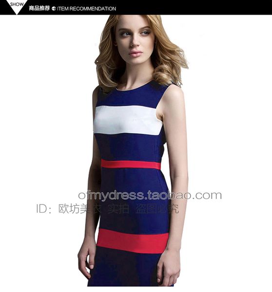 

2017 новые рукавов женские платья лето тонкий пр работа жилет контрактных цветов лоскутное цвет блок полосатый bodycon платье, Black;gray