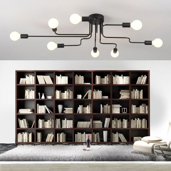 

led ceiling lights luminaire multiple rod wrought iron ceiling lamp e27 bulb living room lamparas de techo