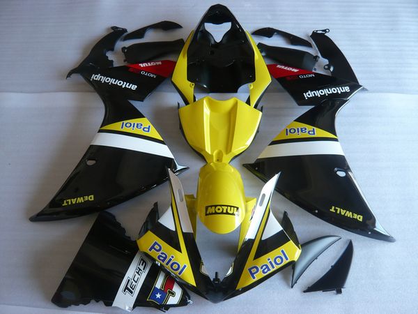 Spritzguss-Kunststoffverkleidungsset für Yamaha YZF R1 09 10 11-14, gelb-schwarzes Verkleidungsset, YZF R1 2009-2014 OY07