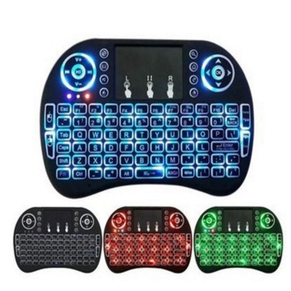 

new fly air mouse 2.4g mini i8 wireless keyboard backlit with backlight red green blue remote controlers keyboards 1pcs/lot