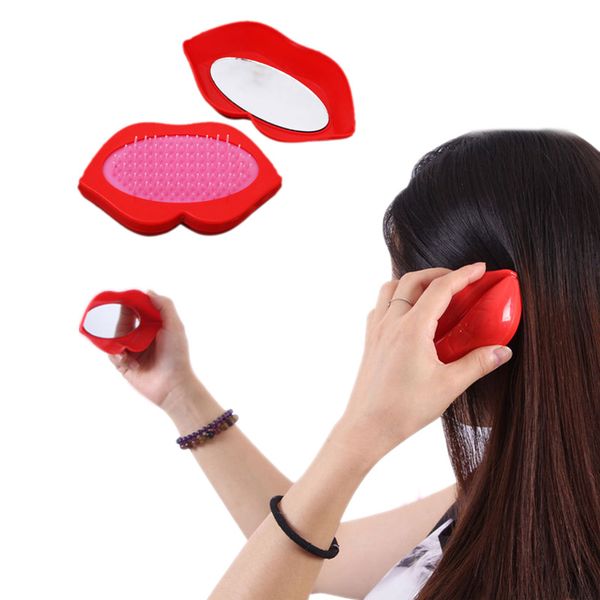 

3 colors magic big mouth style cushion brush hair comb with mirror for tangled hair care comb make hair styling massage tools, Silver