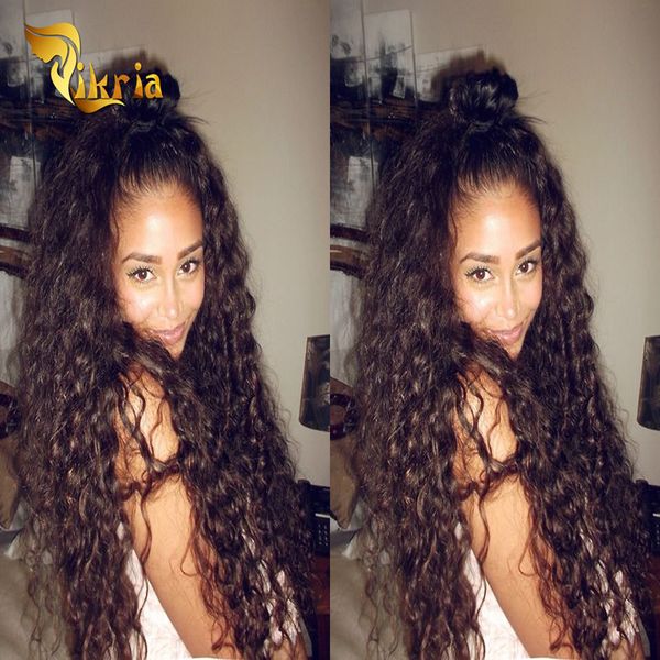 

long wigs human hair peruvian indian malaysian brazilian virgin hair lace front wigs curly full lace wigs for black women, Black;brown