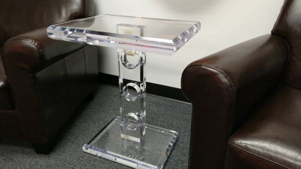 2019 Clear Lucite End Side Desk Acrylic Custom Circle Cut Out End