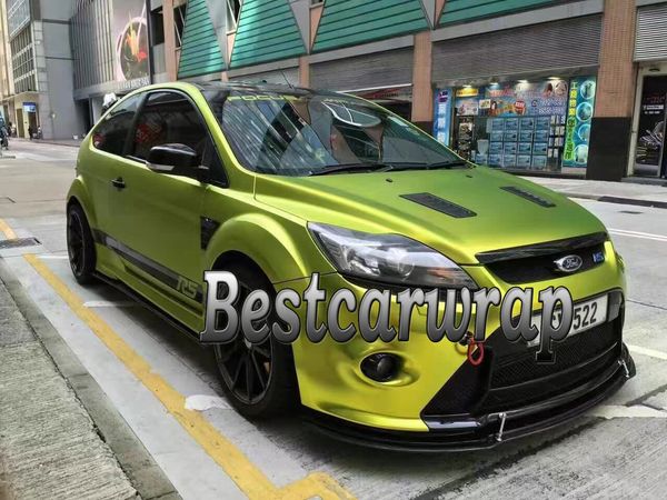 

lime satin chrome vinyl car wrap film with air bubble for luxury vehicle whole covering car stickers 1.52x20m 5x67ft
