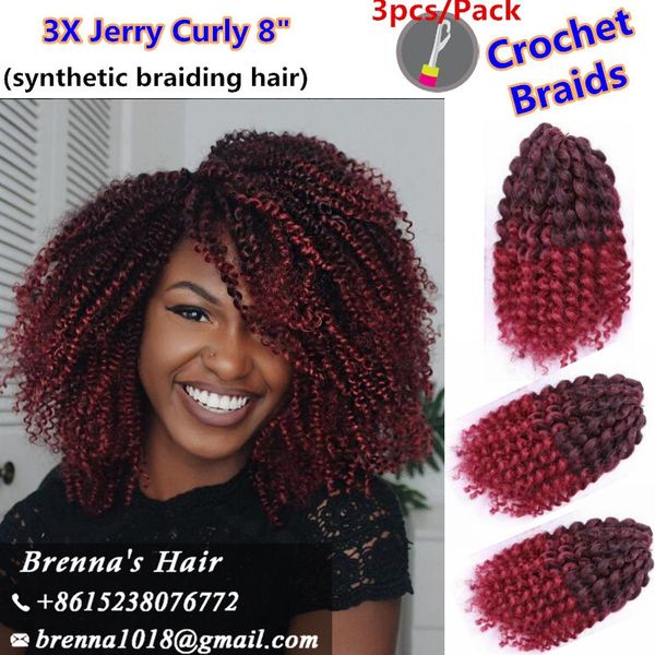 

8" beautiful hair styles fashion in USA Ombre Colored Mali bob Havana Mambo Marley Crochet Braids Twist Afro Jerry Kinky Curly