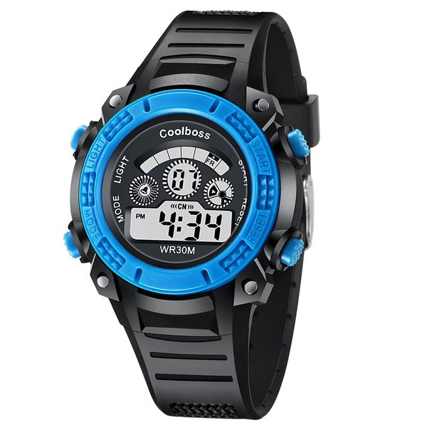 

0906coolboos outdoor waterproof sports watch mountain climbing waterproof electronic watch men led students multi - functional male watch, Slivery;brown