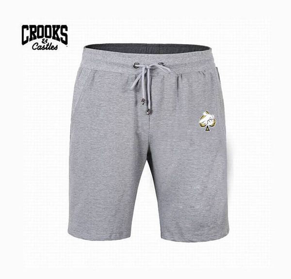 

h00587# s-5xl new crooks and castles short mens elastic waist pants colorful letter style, White;black