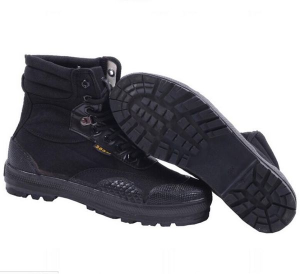 

wholesale- 2015 round toe men army boots spring lace up men canvas casual shoes high motorcycle boots hiking shoes 68, Black