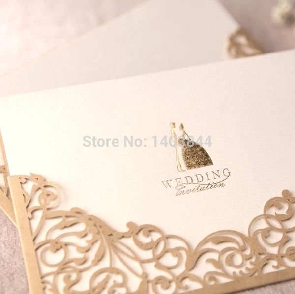 

wholesale- laser cut pocket wedding invitation on pearl paper cw1016