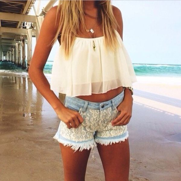 

summer women chiffon vest crop backless white suspenders exposed navel shirt tank