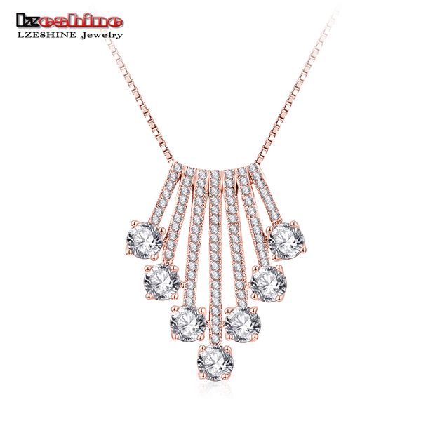 

wholesale- lzeshine women tassel pendant necklaces silver gold plated micro inlay simulated diamond collares tendy jewelry cnl0227-b, Black
