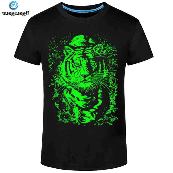 

оптовая продажа-2017 лето новый 3d футболка мужчины досуг флуоресцентные персонализированные с коротким рукавом световой футболка топы мужчи, White;black