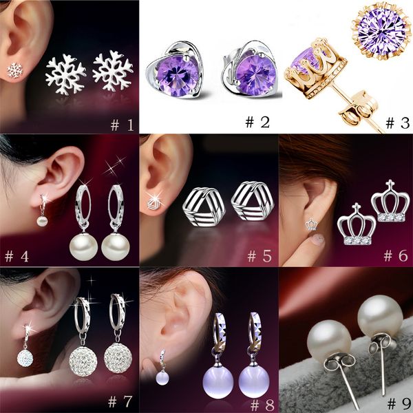 

the crown princess cross earrings s925 sterling silver earring female anti allergy valentine's day gift to send his girlfriend a gift, Golden;silver