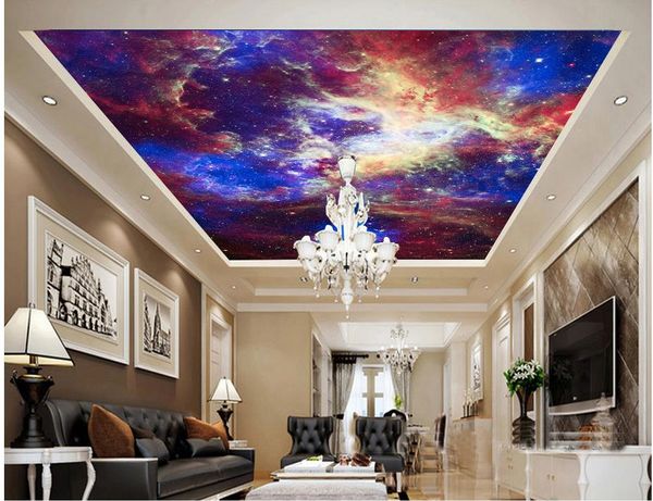 Personalizzato di qualsiasi dimensione Stelle appese stelle luminose 3d soffitto murales carta da parati arredamento alla moda