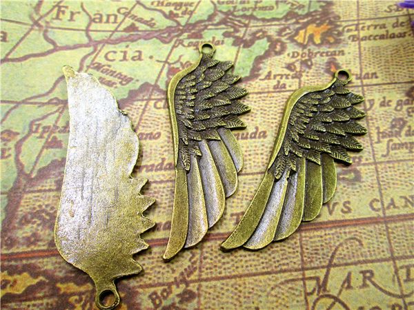 

15pcs--angel wings charms, antique bronze tone angels fairy feathers wing charm pendants 59x22mm, Bronze;silver