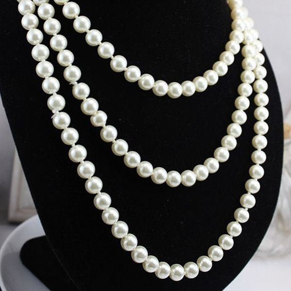 

wholesale- liumeng new design simulated round chain necklace for women bridal jewelry wedding gifts 150cm long necklace, Silver