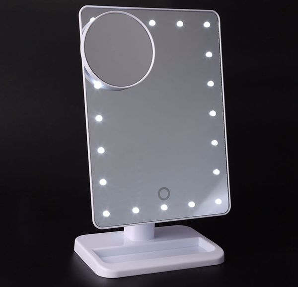 

2018 new arrivals led cosmetic mirror large table 20 leds lamp luminous square makeup led mirror black white pink