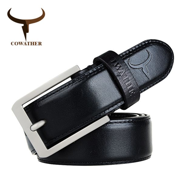 

wholesale- cowather luxury 100% cow genuine leather strap men male belts vintage pin buckle belt good jeans cintos ing, Black;brown